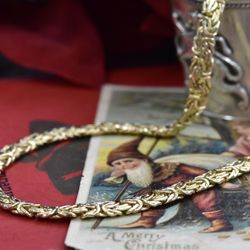 14k yellow gold Byzantine chain, 20”