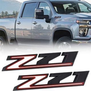 2Pcs Z71 emblems Replacement for 2019-2021 Chevrolet Silverado, 3D Raised Badge,Black w/ Red