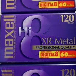 Maxell Hi-8 Tape XR Metal 120 min 8 mm Professional Quality (Set of 4)