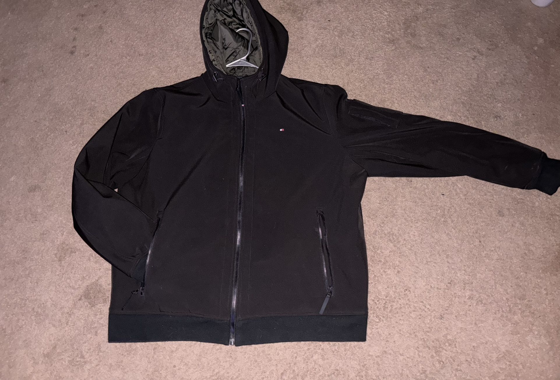 TOMMY HILFIGER Water/Wind Resistant 3 Layer Fabric Jacket BLK Size XL
