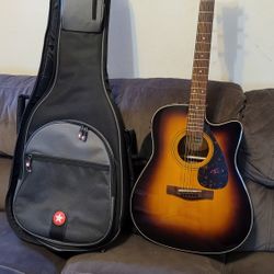 YAMAHA ACOUSTIC ELECTRIC GUITAR MODEL FX335C MADE IN INDONESIA DREINAUGH IN SUNBURST COLOR. 