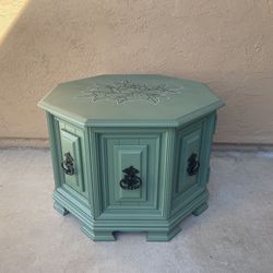 Moss Green Graffiti Tattoo Style Side Table, End Table, Night Stand, Coffee Table
