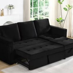 Ashley Black Sectional W-Pull Out Bed, Small Sectional, Pull Out Bed
