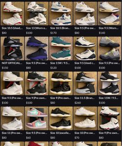 Huge sneaker sale 100 pair plus. Air Jordan’s Mens sizes