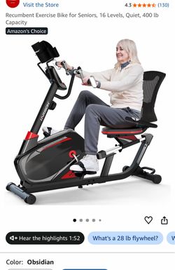 Recumbent Exercise Bike for Seniors, 16 Levels, Quiet, 400 lb Capacity