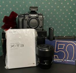 Fujifilm X-T3 and lenses for sale.