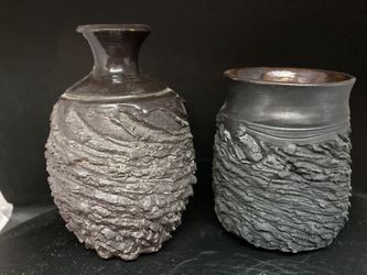 Ceramic Black Bottle And Cup 