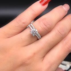 Moissanite Ring Set With Certificate 
