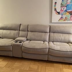 Gray Reclining Couch With Built In Usb Chargers 