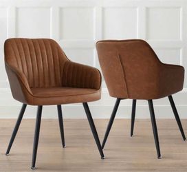 Faux Leather Upholstered Dining Chair with Arms