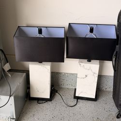 Marble Table Lamps - Pair