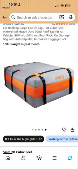 Ovaman Roof Cargo waterproof bag no roof rack required