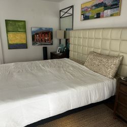 BASSETT KING SIZE LEATHER  BED FRAME  