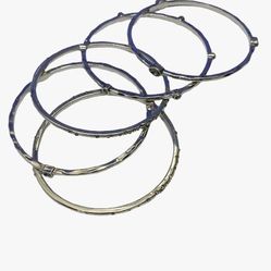 Silver Tone Bangle Bracelet Set Minimalist Stackable Jewelry Pre Owned