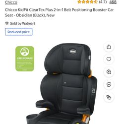 Chicco KidFit ClearTex Plus 2-in-1 Belt-Positioning Booster Car Seat, Backless and High Back Booster Seat, for Children Aged 4 Years and up and 40-100
