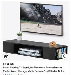 Black Floating Tv Shelf For Entertainment 