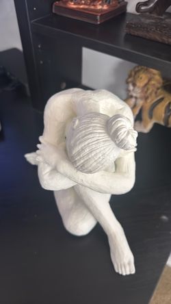 White Resin Seated Figure Sculpture