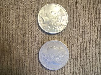 1924 & 1884 Peace Dollar and Morgan Dollar Coins
