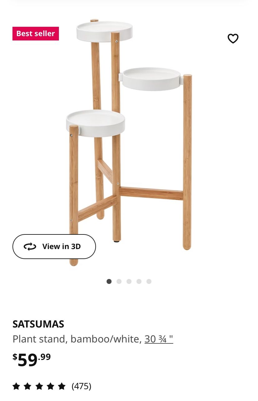 SATSUMAS Plant stand, bamboo/white, 30 ¾ "