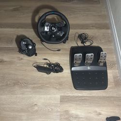 Logitech G923 Racing Wheel, Pedals, And Shifter