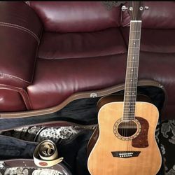 Washburn Acoustic Guitar, Case, Strap 