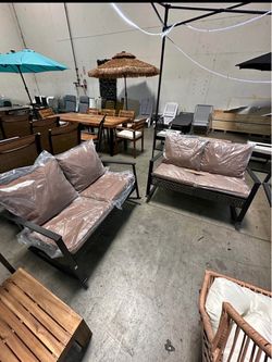 New assembled Set of 2 outdoor Rocking loveseats brown color (while supplies last)