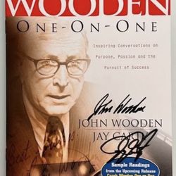 PSA DNA COACH JOHN WOODEN & JAY CARTY SIGNED BASKETBALL BOOK