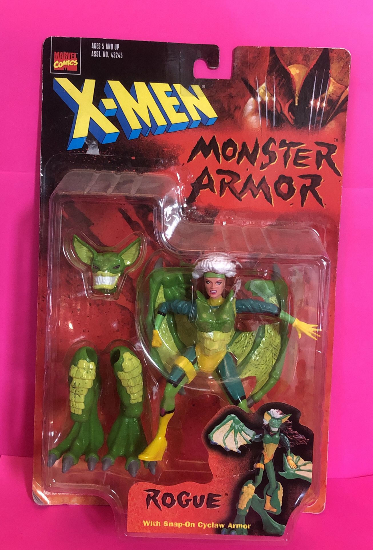 Vintage Marvel Comics X-Men Monster Armor Rogue with Snap-On Cyclaw Armor 5” Action Figure Toy Biz 1997