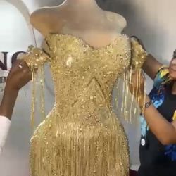 Gold Party Dress Made In Nigeria
