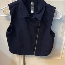 Thin Vest Navy Blue  With Zipper 