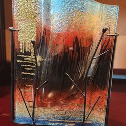 Benjamin Chang Jasmine Studios Fused Art Glass Sculpture Art Vase