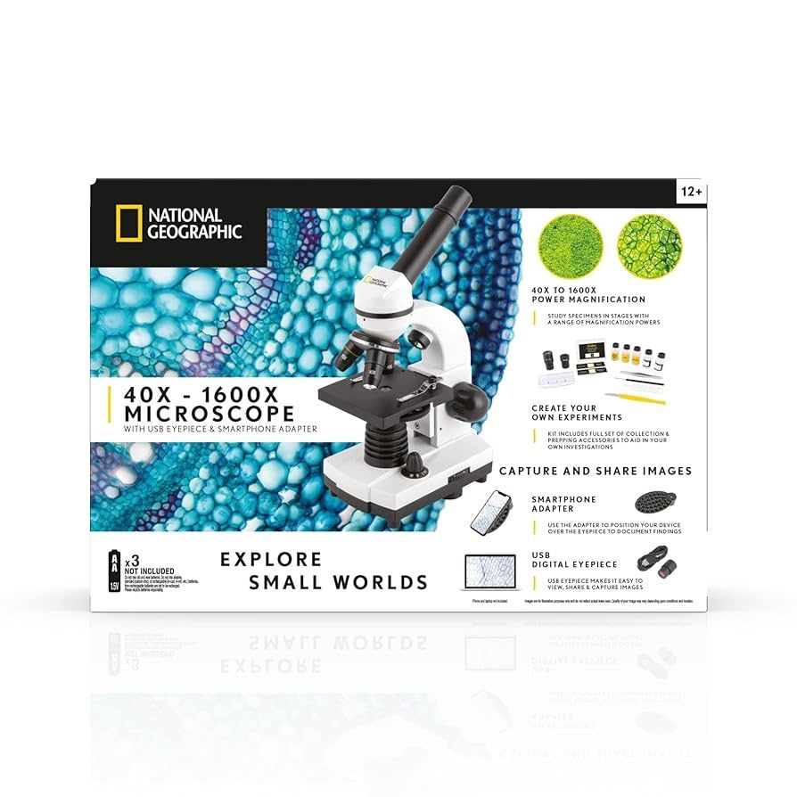 National Geographic 40x-1600x Microscope with USB Eyepiece and Smartphone Adapter