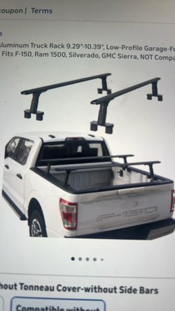 New Trumgeta adjustable height aluminum truck rack 9.29 inches – 10.39 inches low profile garage, friendly design 1500/1000 pound load fits F150 Rhem