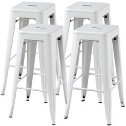 Yaheetech 30 Inch Metal Bar Stools, Counter Height Bar Stools, Set of 4 Stackable Indoor Outdoor Bar Stools, Industrial Bar Stools for