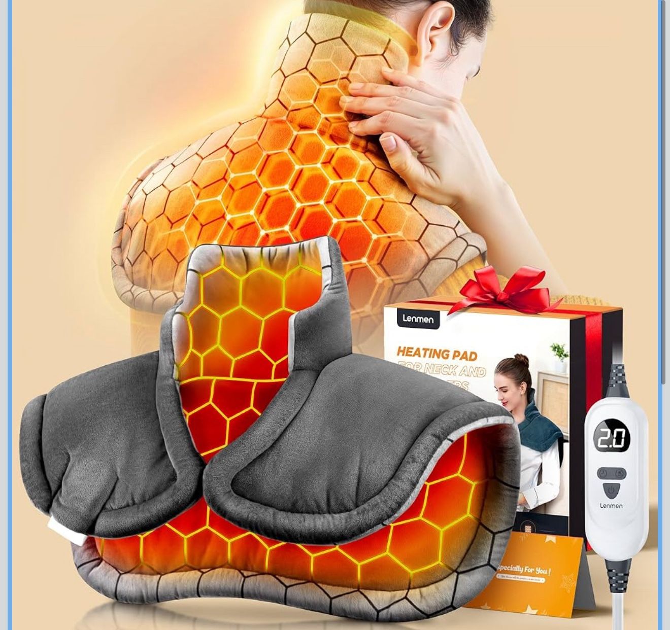 New Graphene-Infused 1Min Fast Heating Pad, Deeper Pain Relief Weighted Heating Pads