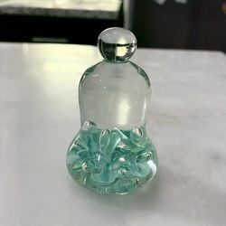 Vintage Joe St Clair 4" GREENArt Glass Bell Paperweight Flowers Bubbles Excell