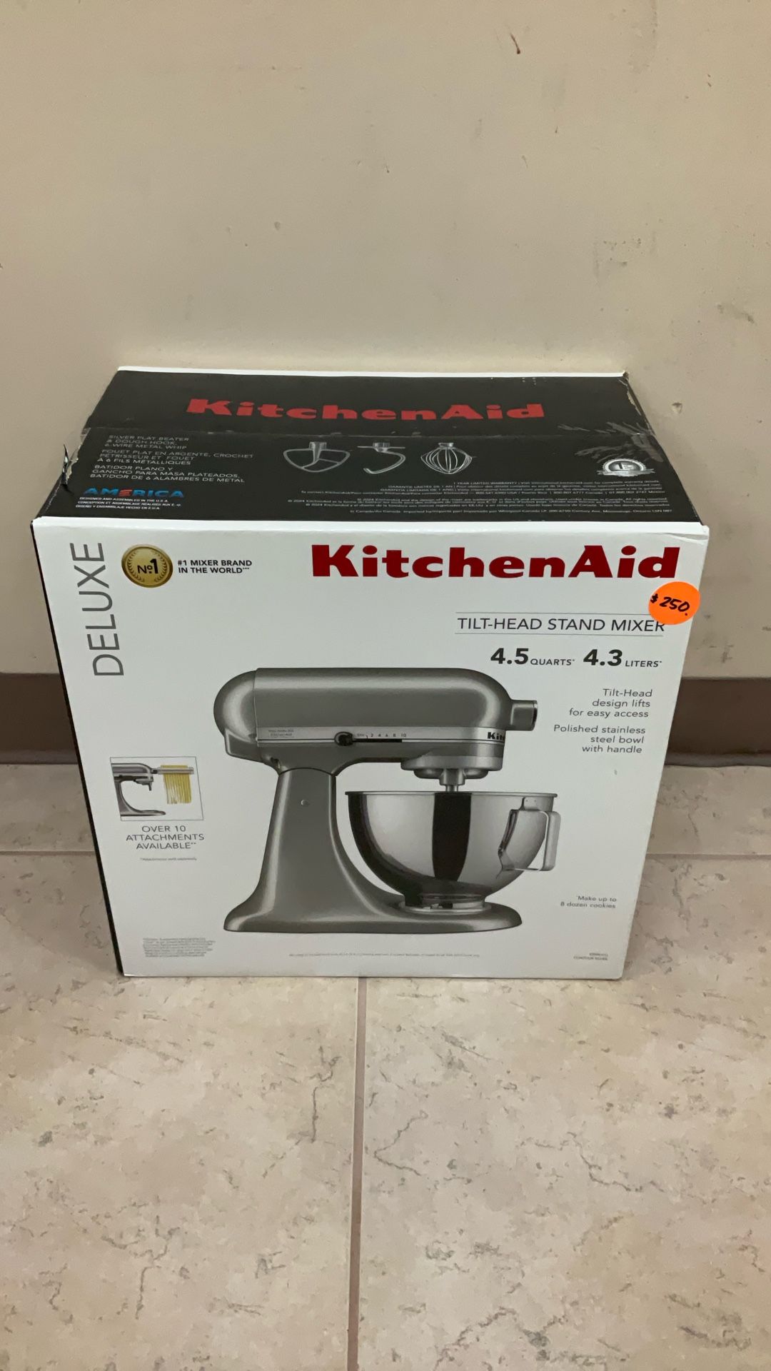 KITCHEN AID DELUXE TILT-HEAD STAND MIXER KSM97CU CONTOUR SILVER.