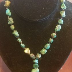 Beautiful Turquoise  And Sterling Necklace 