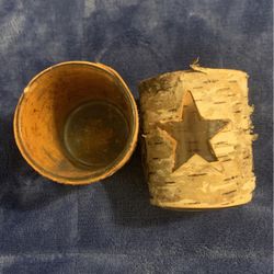 Candle Holders Wrapped with Tree Bark