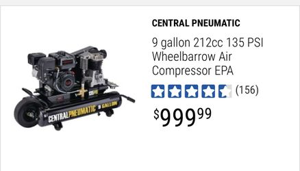 Gas Air Compressor 9 gallon 135 PSI Wheelbarrow