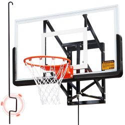 53” Wall Mount Basketball Hoop - Aluminum Alloy Frame & PC Backboard | Adjustable Height 7.71-10ft | Shatterproof, All-Weather | Indoor/Outdoor | Gara
