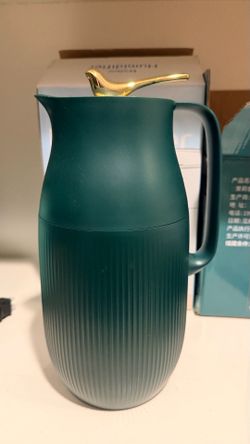 Green Thermal Water Pitcher with Gold Bird Lid