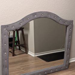Mirror With Upholstered Studded Frame