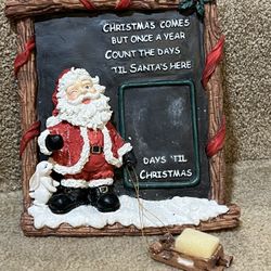 Christmas Countdown Chalk board Santa 7” tall w/ sled eraser