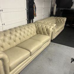 White Leather Couches 