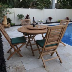 Teak Wood Table and 4 Chairs with Cushions 