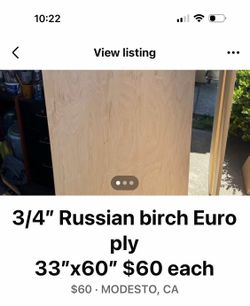 All 3/4” thickness Euro ply