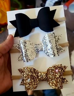 Faux leather hair bows