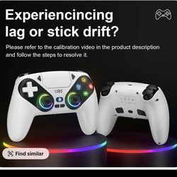 🔥Brand new🔥 Anti-Drift Calibration Guide Wireless Gaming Controller Pro for PS5 with LED RGB Light– Compatible with Playstation 5,Dual Vibration, Mo