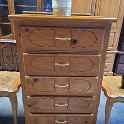 SOLID WOOD TALL DRESSER 